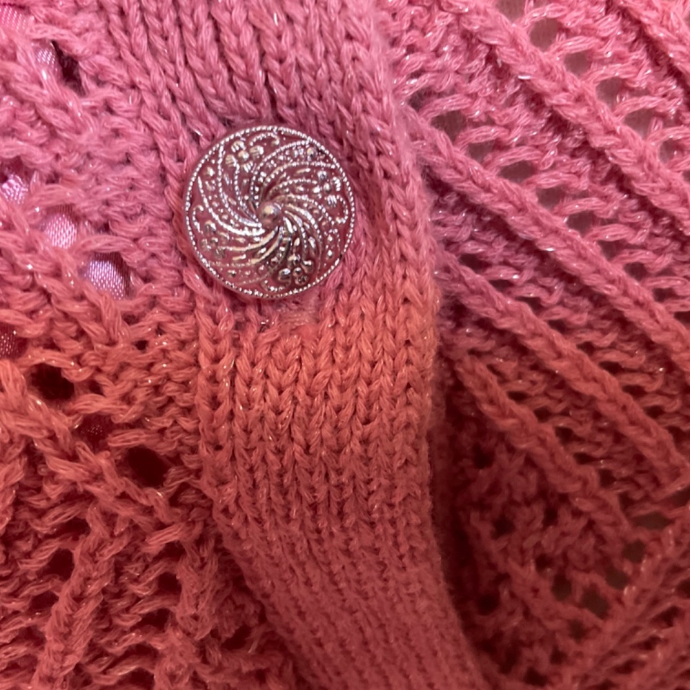 Pink Cable Knit Cardigan - Picture 10 of 11
